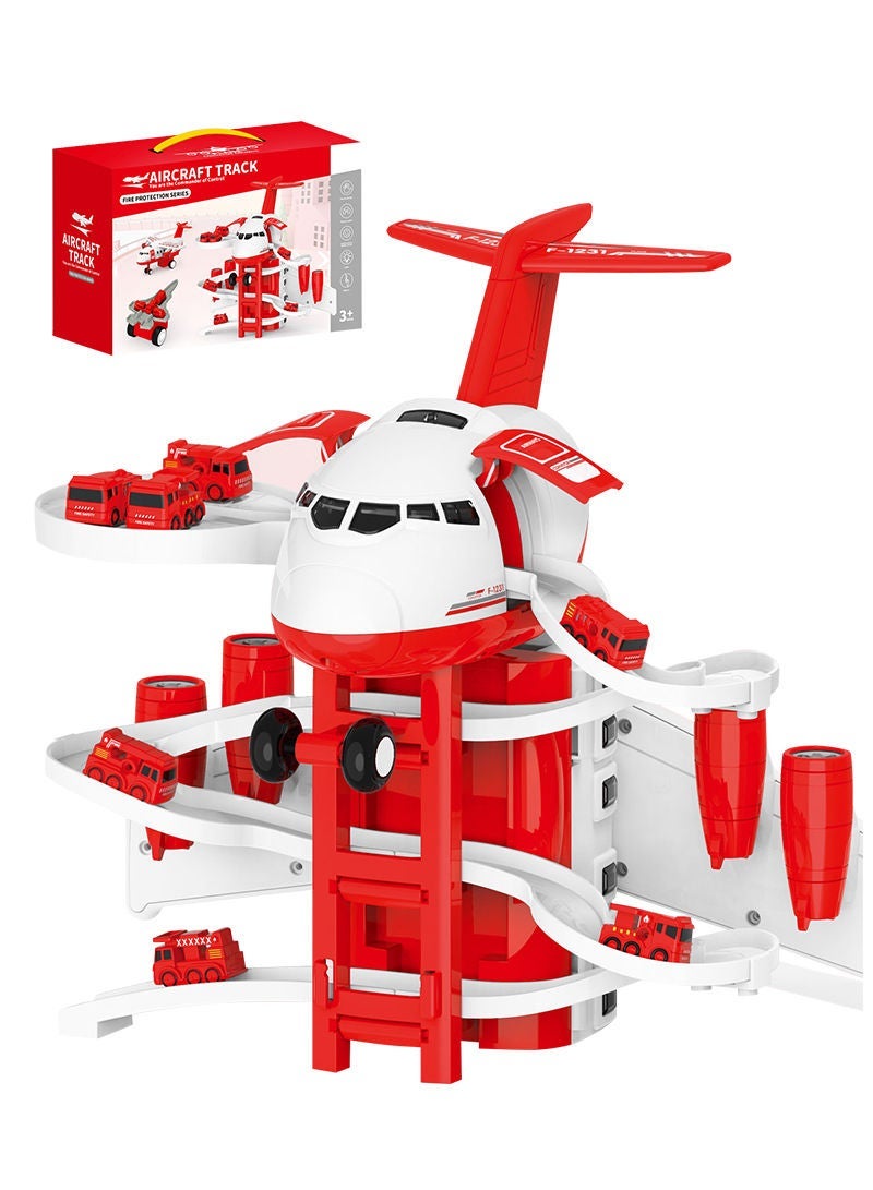 Sharpdo Children's Plane Toys Multifunctional Storage Scene Fire Truck Inertia Car Modelcan be both a plane and a fire truck station. - Image 1
